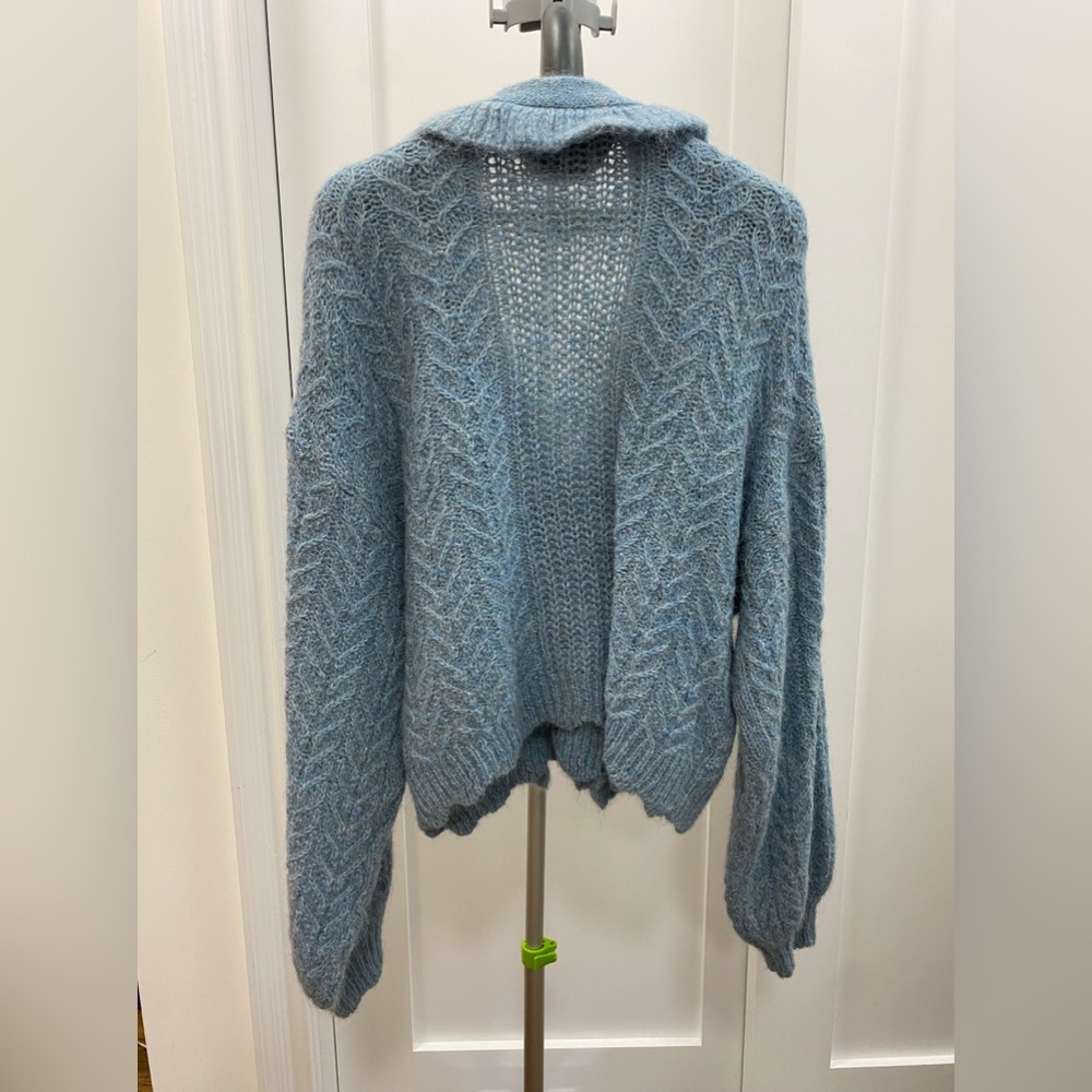 Zara Blue Ruffle Oversized Cardigan - Picture 3 of 6